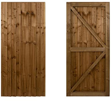 Featheredge Wooden Garden and Side Gates, Fully Framed and Capped (v2)(H-1800, W-1550, Brown Finish)
