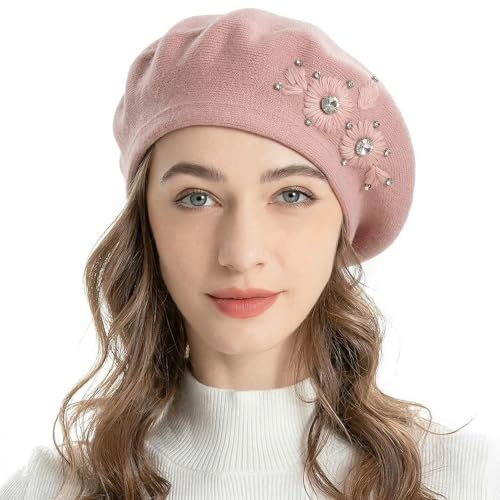 ZLYC Baskenmütze für Damen, französisch, wendbar, Kaschmir, Baskenmütze