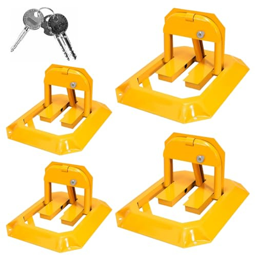 Sonnewelt 4 x parkeringsspärr med 16 expansionsskruvar, parkeringsspärr med 12 nycklar, hopfällbara parkeringsplatsstolpar, universellt parkeringsplatslås, parkeringsskåp, parkeringsskåp för garage