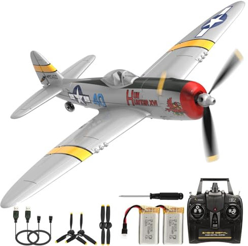 P47 RC Flugzeug,2.4G 4 Kanal Thunderbolt Fighter Ferngesteuertes Flugzeug Kunstflugzeug Modell Spielzeug mit Gyro System für Anfänger Kinder Erwachsene