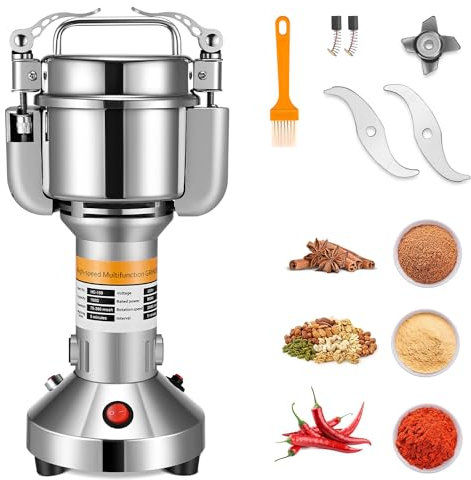 Couleeur Grain Mill Spice Grinder Stainless Steel High Speed Electric Mill with 3 Blades Machine for Coffee Nut Cereal Flour Corn Seeds Wheat,150g