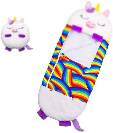 Forhome 2 in 1 Kuscheltierschlafsack & Kissen,Schlafsack Kinder,3-10 Jahre Weich Flauschiger Kinderschlafsack,Schlafsack für Mädchen und Jungen, Spielen kuscheln - schlafen 160 X 60 cm