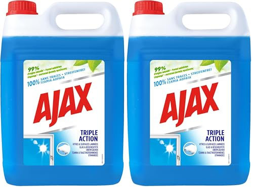 Ajax Glasreiniger 3-Fach Aktiv 5L - Kansiter zum einfachen Nachfüllen der Sprühflasche, 100% streifenfrei, ideal für Büro, Betrieb, Praxis oder zu Hause (Packung mit 2)