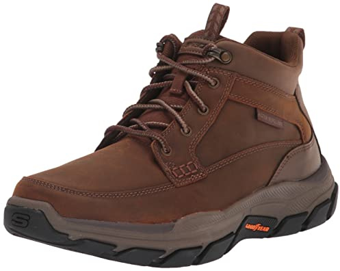 Skechers Men's Respected Boswell Mid Top Leather Moc Toe Lace Up Boot - Rdbr - 11 Extra Wide