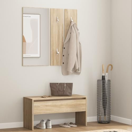 ULUYYUC Gepolsterte Bänke Badezimmersitzbank Bett-Bänke Flurmöbel BankFlurmöbel-Set Sonoma-Eiche Holzwerkstoffgeeignet für Flure, Schlafzimmer, Veranden