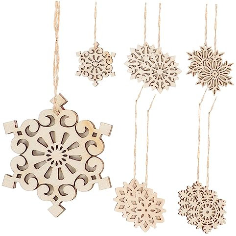 SEWACC 20stücke Weihnachts Holz Unfertige Holzscheiben Zum Bemalen Für Kreative Bastelprojekte Große Holzplättchen Für Einfache Aufhängung Weihnachtsbaum Schmuck Dekoration Für