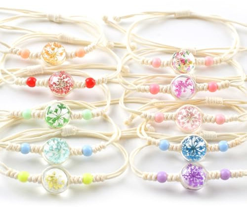 Hopton Freundschaftsarmbänder, 10 Stück Geflochten Freundschaftsarmband, Verstellbare Armband Freundschaft Bunte Blumen für Damen Mädchen Kinder