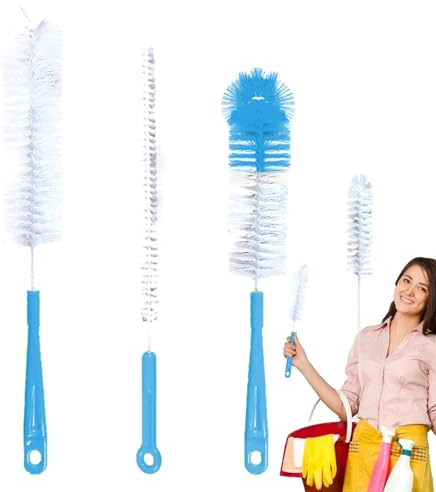Spazzole per la pulizia della bottiglia, set di spazzole per la pulizia delle bottiglie - 4 pezzi pennello a manico lungo,Detergente per bottiglie sottili, purificatore di bottiglie per bou