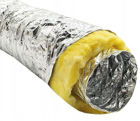 Tuyau Flexible Isolé pour Conduits de Ventilation Ø 200 mm x 10 m – Tuyau d'évacuation - Isolant Thermique et Acoustique - Tuyau pour Chauffage Refroidissement - Ventilation et Conditionnement d'air