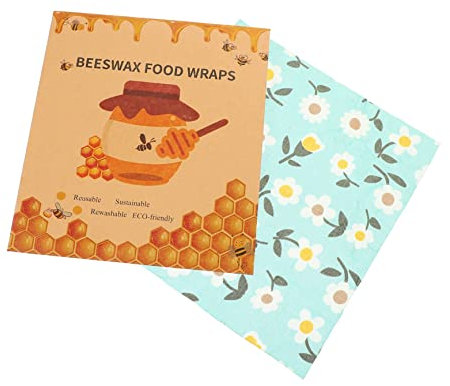 NULYLU Reusable Beeswax Wraps Food Wrap Set, Organic Beewax Sheets Floral Prints, Biodegradable Fresh Keeping Cloths for Kitchen Food Storage, Small Medium Large 3pcs Pack