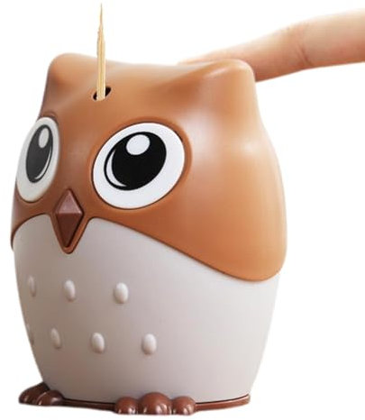 Hobngmuc Zahnstocherspender – Eulenförmiger automatischer Zahnstocherbehälter – Neuheit Pop-Up-Zahnstocherbehälter, lustiger Zahnstocherspender für Heimtische