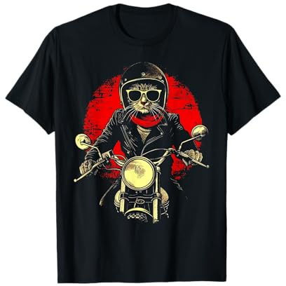 Biker Cat Motorcyclist Motorcycle Chopper Biker Motorbike T-Shirt