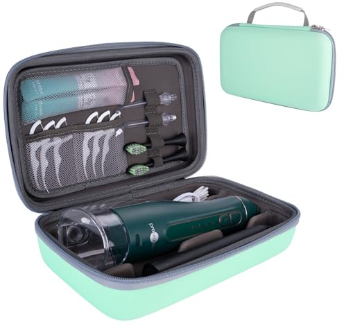 SMYV Water Flosser Travel Case, Portable Dental Oral Irrigator Travel Organizer, Hard Eva Storage Bag for Flosser, Electric Toothbrush, Toothpaset and Irrigator Accessories (Case Only) - Green