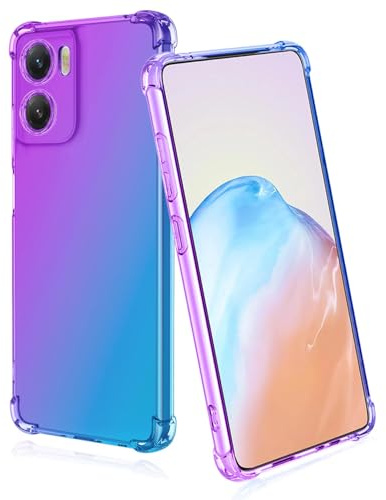 BORYA Silicona Funda para Motorola Moto E15 / Moto G05, Transparente Suave Sedoso Ultradelgado Antigolpes Carcasa, Premium TPU Estuche, Elegante Vistoso Gradiente Caso, Azul/Morado