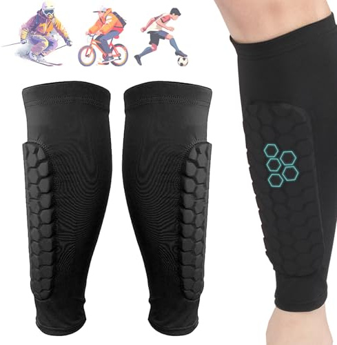 RENQIDD Protectores de esquí Frost Armours: espinilleras con Almohadillas de Panal, Mallas anticolisión elásticas Transpirables para Esquiar (Black,XL)