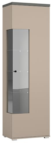Vitrine 180 cm hoch in beige Vitrinenschrank Wohnzimmervitrine modern