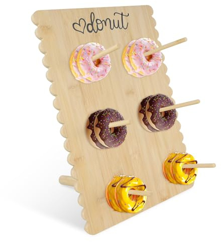 Whemyreat Donut - Supporto da parete per ciambelle, 6 fori, in legno, decorazione per ciambelle, per compleanni, baby shower, matrimoni, anniversari, pasticceria