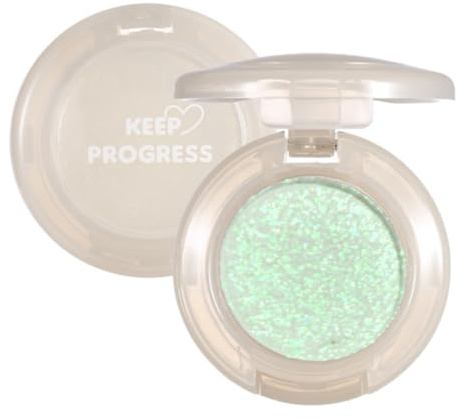 KARLOR Sombra de ojos verde con purpurina, iluminador de párpados, brillo nacarado, maquillaje individual, iluminador de ojos brillante (05#verde menta)