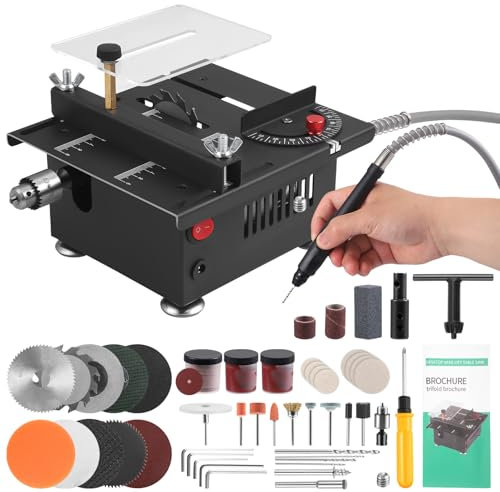 Mini Multi Functional Table Saw, 100W Mini Table Saw Height & Speed & Angle Adjustable for Crafts, Portable DesktopSaw for Wood Cutting, 7 Speed for Wood Plastic Acrylic Cutting