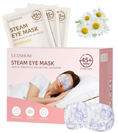 LEXNHOM Large Heated Eye Mask Disposable Chamomile 24 Packs, Self Heating Eye Mask for Dry Eyes Dark Circles Puffy for Sleep Travel Office, Warming Rest Eyes Mask Best Gifts for Women and Loved Ones