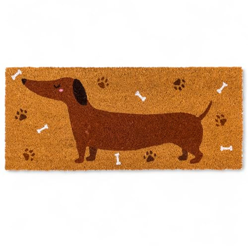MIJOMA Zerbino Bassotto, 70 x 30 cm, in fibra di cocco, con retro in PVC antiscivolo, per ingresso e cani, lavabile, per interni ed esterni