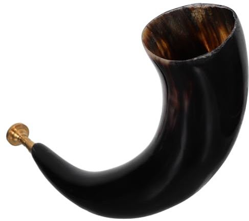 Gatuida Natürliches Wikinger Blashorn aus Ochsenhorn mit Leichtem Tragbarem Design für Outdoor Partys und Historische Cosplay Requisiten im Rustikalen Cowboy Stil
