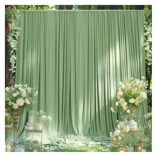 Toile de Fond pour Mariage Silky Wrinkle-Effect Backdrop Curtains Wedding Photography & Event Decor, Soft Drapes(Green1,150x214cm(5x7FT))