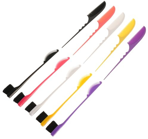 LOLIPPYY Set 5 Paia Pettini per lo Styling Cotonatura Chioma e Spazzole Doppia Estremità per Sopracciglia Pettine a Coda di Topo in Plastica con Impugnatura Ergonomica per Salone e Uso