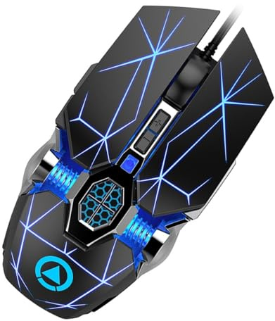 HEATSHAKING Souris de Jeu Fiable USB Optique Rétroéclairage Rvb Réglage Dpi 4 Vitesses Souris Gamer pour PC et Ordinateur Portable Finition Noire Mate Programmable 10 Macros Intégrées