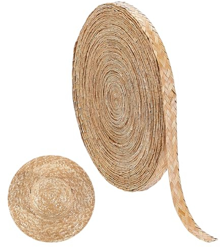 NBEADS Cinta trenzada de paja para sombreros de Modisteria, cinta de paja de trigo de 50 m, 20 mm de ancho, color BurlyWood, para sombreros, cestas, bolsos y macetas DIY
