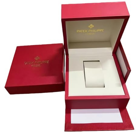 ROUREOX Scatola Orologi Rossa Slot Singolo Custodia Esterno Testurizzato Interno Crema Confezione Regalo per Patek Philippe