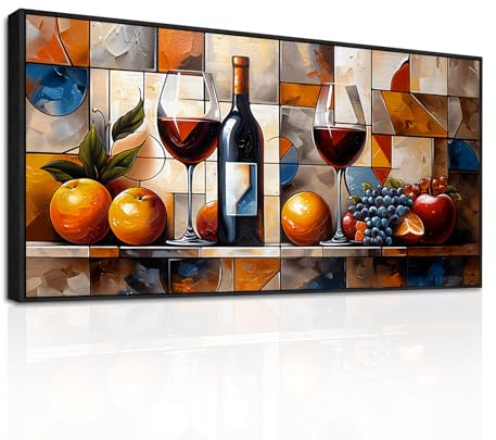 SERIMINO Cuadros Decoracion Salon Modernos Grandes Marcos 50x100 cm | Uvas Fruta Geométrico, Impresión Hd, Bastidor Madera Maciza, Montaje Sencillo, Regalo Decorativo
