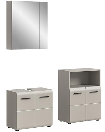 xonox.home – Badkombination Ice 135x185x30 cm in Kaschmir Melamin & matt – Funktionales Möbel-Set in edler Kaschmir-Optik – Stabile Konstruktion, modern & perfekt für Ordnung im Badezimmer