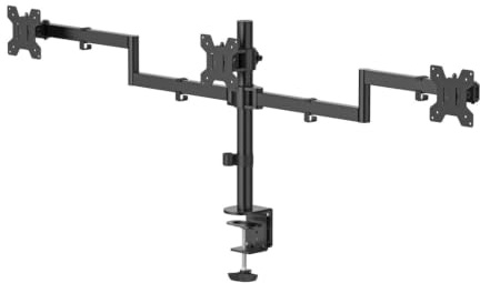 Hama Monitorhalterung 3 Monitore, 13-27, vollbeweglich, 360° drehbar | Monitorhalter schwarz, schwenkbar, neigbar, höhenverstellbar, ausziehbar, ergonomisch Arbeiten, Monitorarm m. Kabelmanagement
