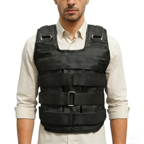 Gilet lesté réglable - Charge maximale : 1 à 50 kg (sans poids) | Gilet d'entraînement ergonomique pour homme et femme, pour la course, la musculation, l'entraînement et le jogging