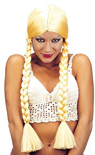 NET TOYS Blonde Rapunzel Perücke für Damen Heidi blond mit Langen Zöpfen, Zopfperücke Damenperücke Faschingsperücke, Einheitsgröße, Kunsthaar