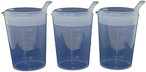 3 x Medi-Inn Adult Convalescent Drinking / Feeding Cup / Beaker with Lip Spout (250ml) Clear