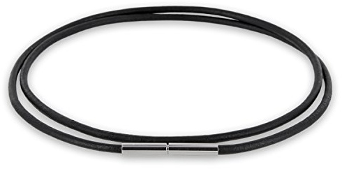 Auroris Echtleder Kette 2 mm schwarz mit Tunnel-Drehverschluss aus Edelstahl Länge wählbar