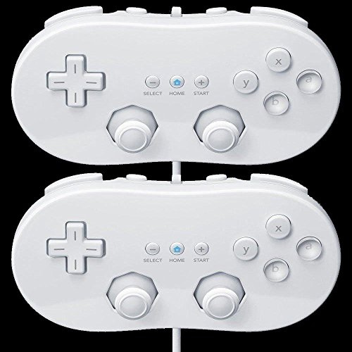 Bowink Lot de 2 manettes blanches pour Wii, console classique Gampad Gaming Pad Joypad Pro pour Wii