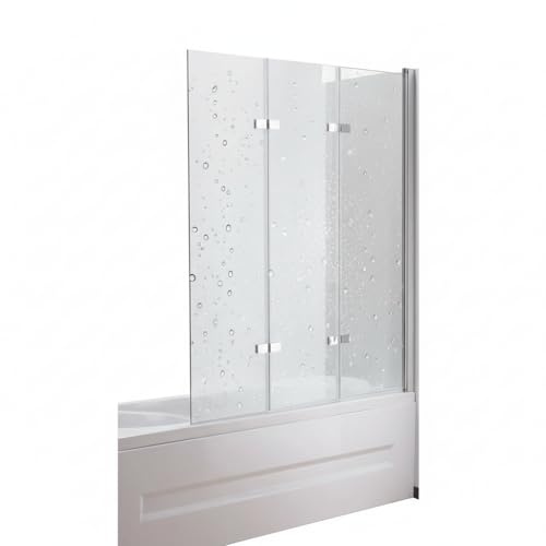 Melko Duschwand für Badewanne Duschabtrennung faltbar 137,8x130 cm ESG Glas | Einscheibensicherheitsglas mit Nano-Beschichtung, links- und rechtsseitig montierbar, verchromte Aluprofile, inkl. Zubehör
