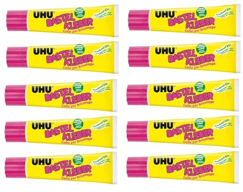 UHU 47735 Bastelkleber ohne Lösungsmittel, 90 g Tube (10er Pack)