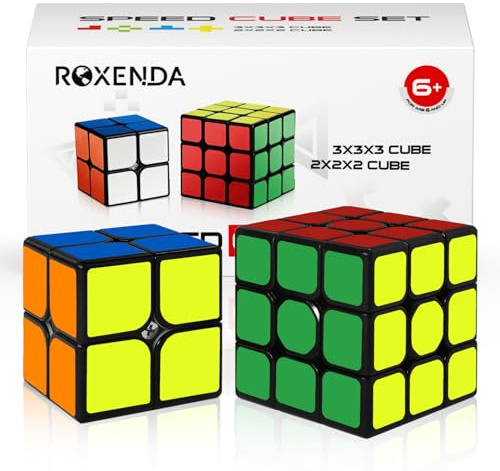 ROXENDA Magisk Kub, Speed Cube Set Med en Magisk Kub 2x2 3x3 Hastighetskub (Klistermärke)