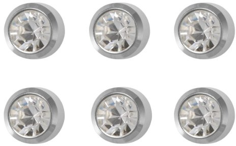6 Pairs Studex April/Crystal Mini 2mm Stainless Steel Bezel Setting Ear Piercing Stud Earrings Birthstone