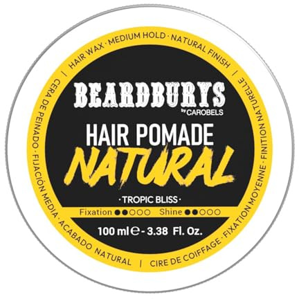 Beardburys Natural Hair Wax | Cera Pelo Hombre Natural de Fijación Media y Acabado de Brillo Bajo 100 ml