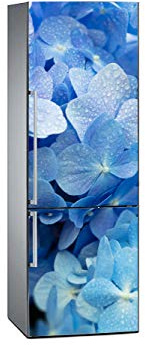 Vinilo para Frigorífico Flores Azules con el Rocío 185x60cm | Adhesivo Resistente y Económico | Pegatina Adhesiva Decorativa de Diseño Elegante