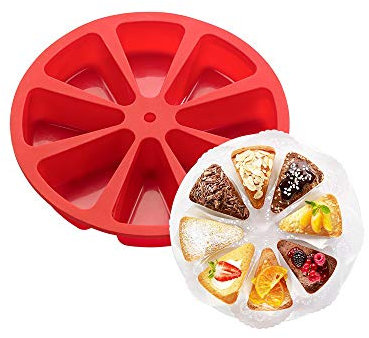LANGING Molde de Silicona para porciones de Pasteles, 8 triángulos, Redondo, Grande, para Tartas, postres, Helados