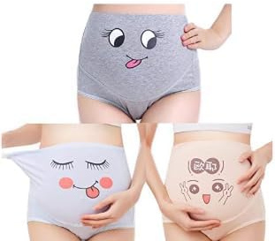 TRISTIN Coton 3 Pack Grossesse Grossesse sur Bump Smile Taille Haute sous-Vêtements Réglables Culotte/Slip d'allaitement