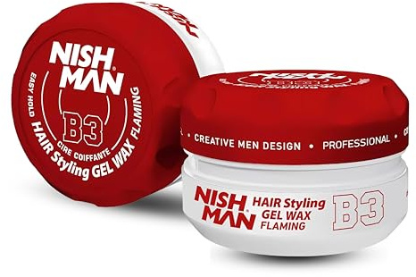 NISHMAN Aqua Gel Wax for Men B3 - Flaming 150g - Mango Scent - Natural Shine Look - Ultra High Strong Hold - Long-Lasting Control and Definition