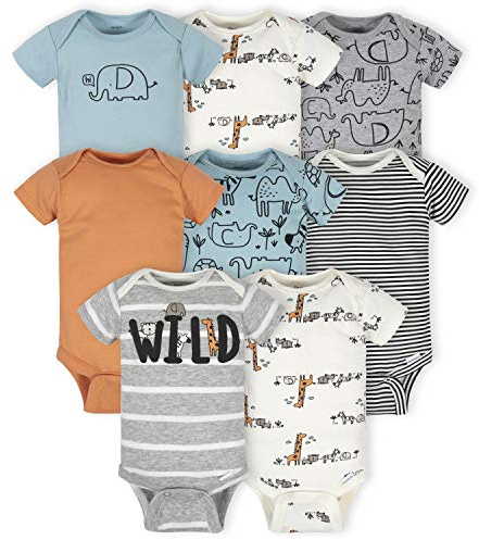 Gerber Baby Boys 8-pack Short Sleeve Onesies Bodysuits And Toddler T-Shirt Set, Jungle Blue, 3-6 Months US