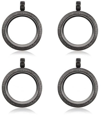 WANDIC Foto-Charms, 4 Stück, matt, Edelstahl, rund, Erinnerungs-Medaillon, Anhänger, Brautschmuck, Hochzeitsstrauß, Charms für Foto oder Hochzeit, 25 mm
